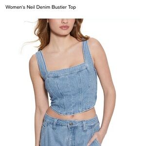 Guess Light Blue Denim Crop Top
